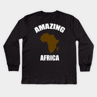 Amazing Africa, Africa Map, Black Pride Kids Long Sleeve T-Shirt